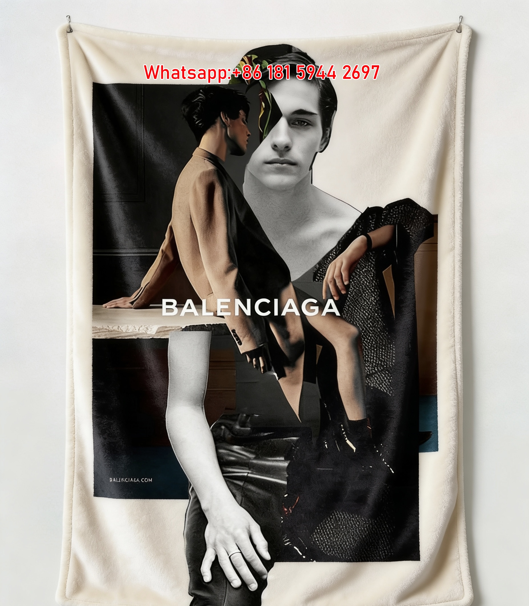 Balenciaga Collage Art Print Flannel Throw Blanket for Sofa BA474